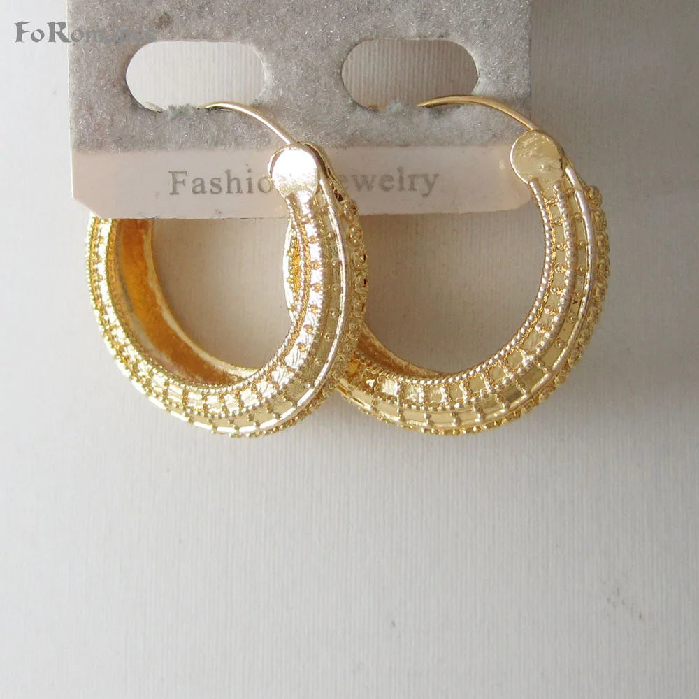 BAND HOOP EARRING YELLOW GOLD COLOR
