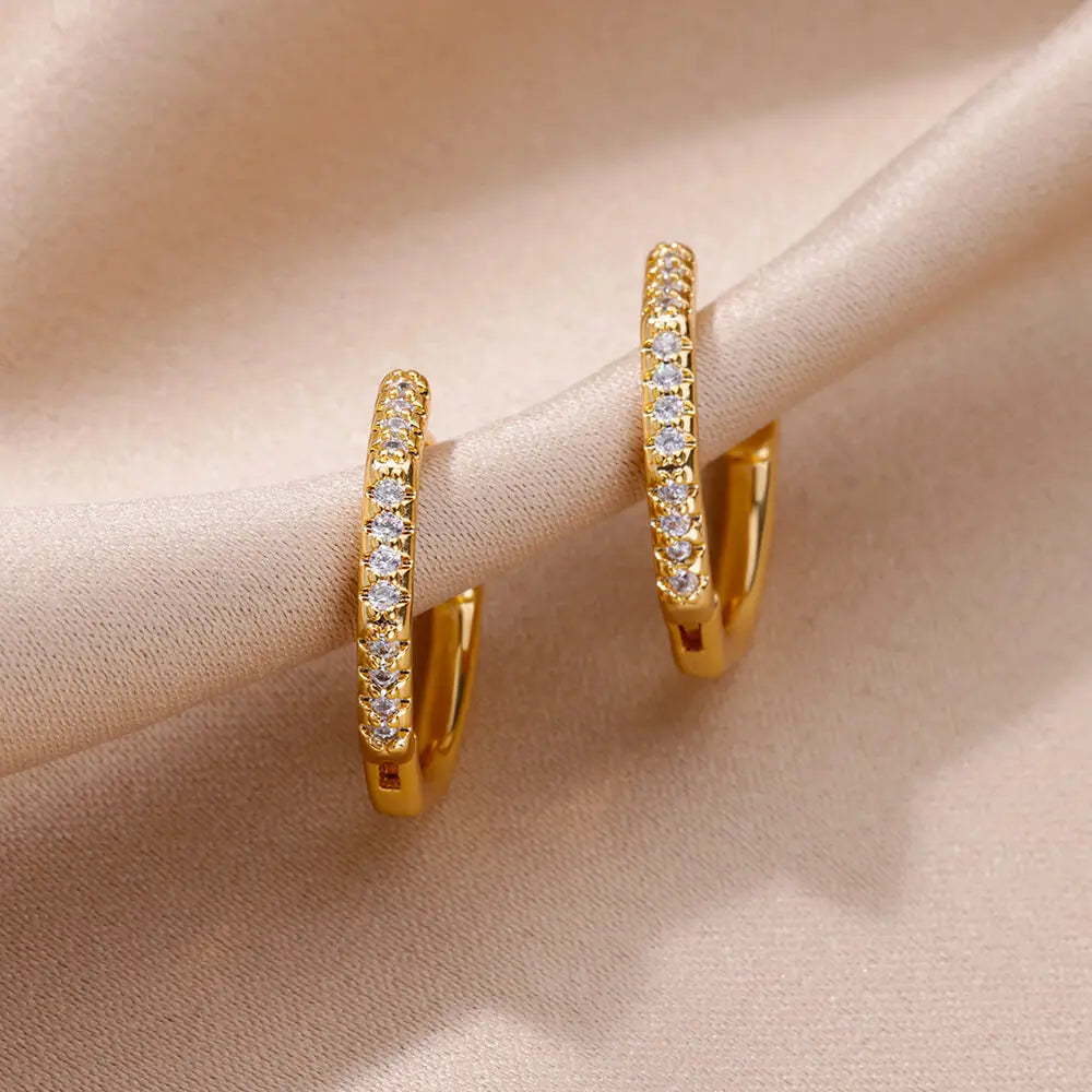 Zirconia Polygon Earrings Hoop