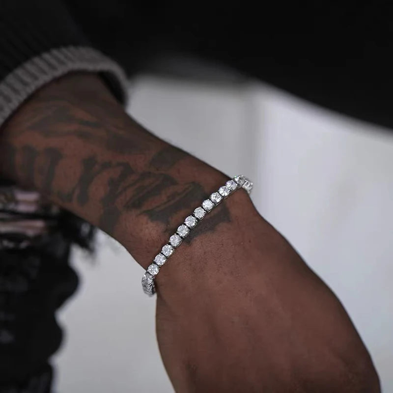Bracelet Homme Iced Out 3/4/5mm Cubic Zirconia Mens Crystal Chain on The Hand