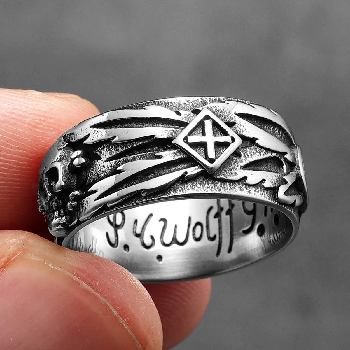 Domineering Skull Devil Men Rings Stainless Steel Women Jewelry Retro Punk