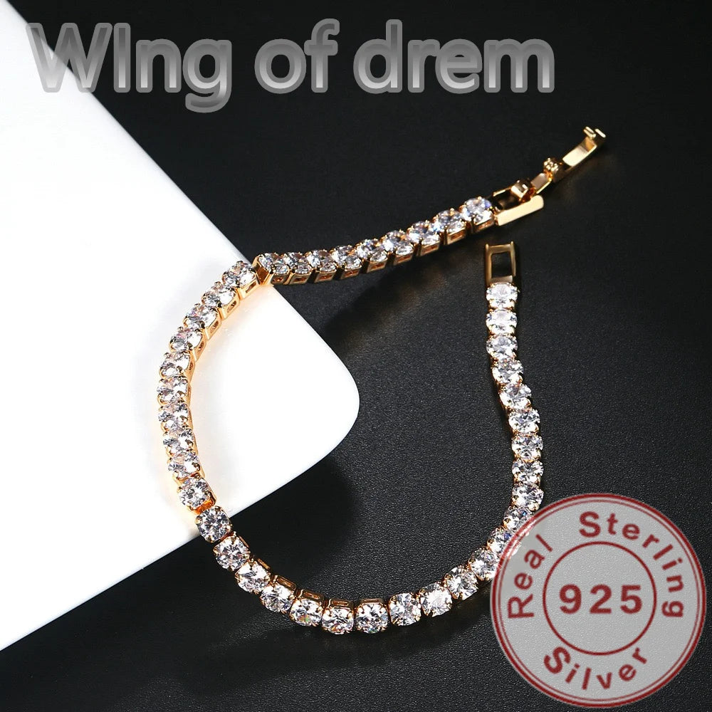 Dazzling 925 Sterling Silver Bracelet Rose Gold Shining Cubic Zirconia Bracelet