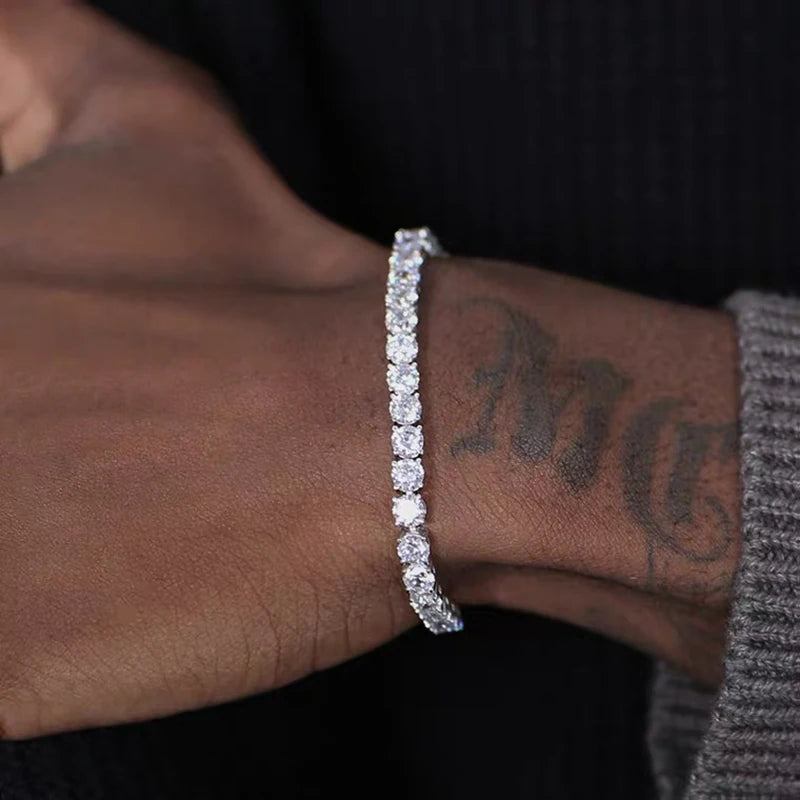 Bracelet Homme Iced Out 3/4/5mm Cubic Zirconia Mens Crystal Chain on The Hand