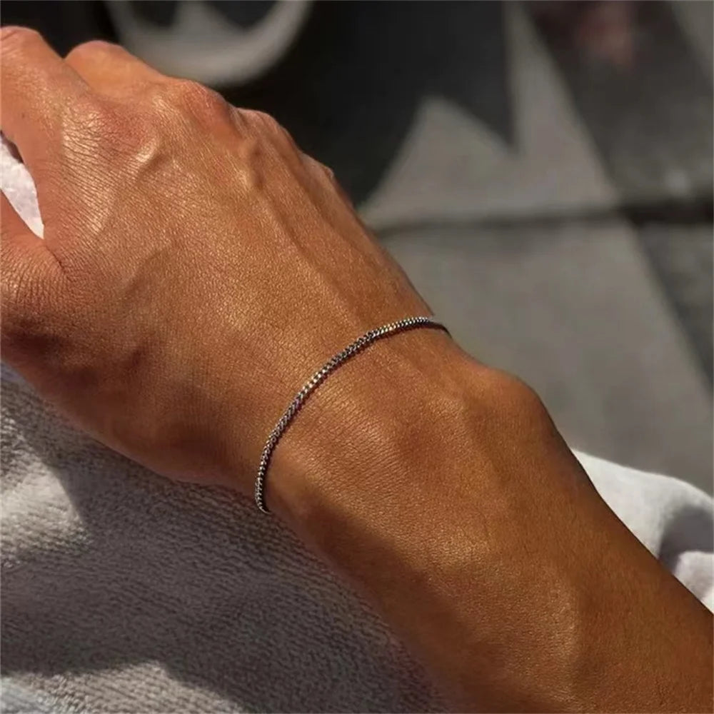 Gold Color Stainless Steel Cuban Chain Men's Bracelet
