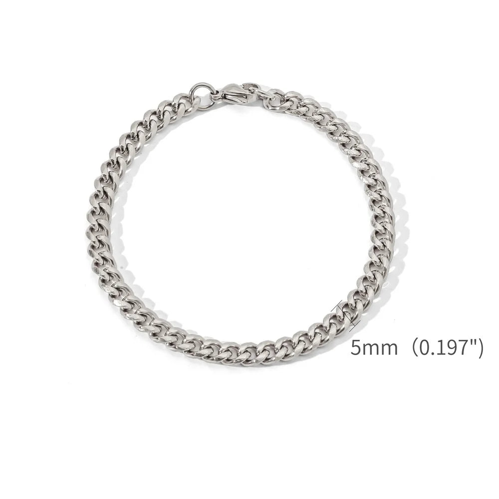 Gold Color Stainless Steel Cuban Chain Men's Bracelet