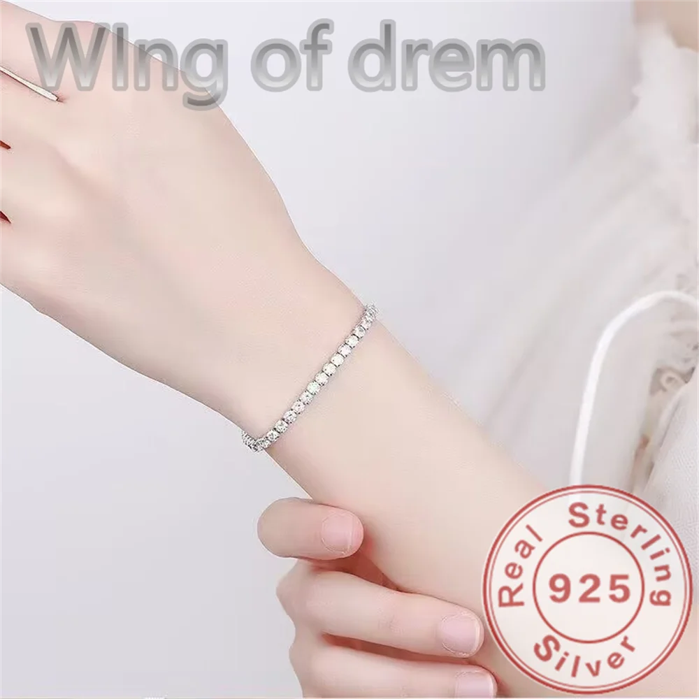 Dazzling 925 Sterling Silver Bracelet Rose Gold Shining Cubic Zirconia Bracelet