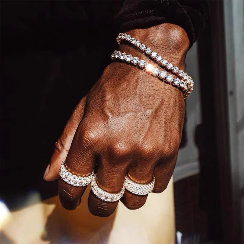 Bracelet Homme Iced Out 3/4/5mm Cubic Zirconia Mens Crystal Chain on The Hand