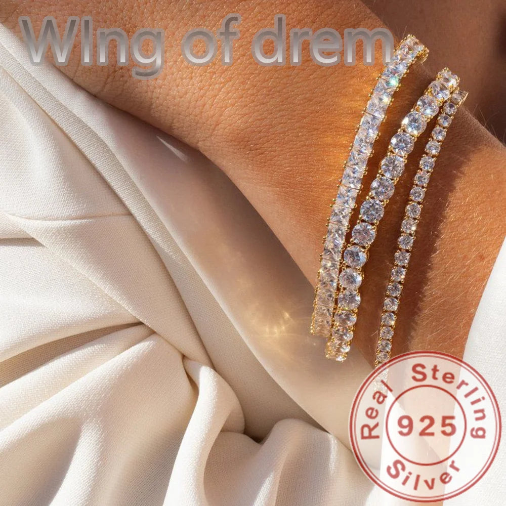 Dazzling 925 Sterling Silver Bracelet Rose Gold Shining Cubic Zirconia Bracelet