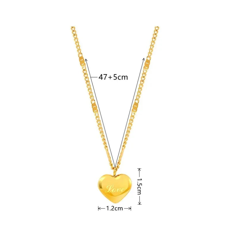 Gold color Necklace Engraved Love Collarbone Chain