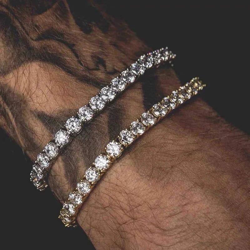 Bracelet Homme Iced Out 3/4/5mm Cubic Zirconia Mens Crystal Chain on The Hand