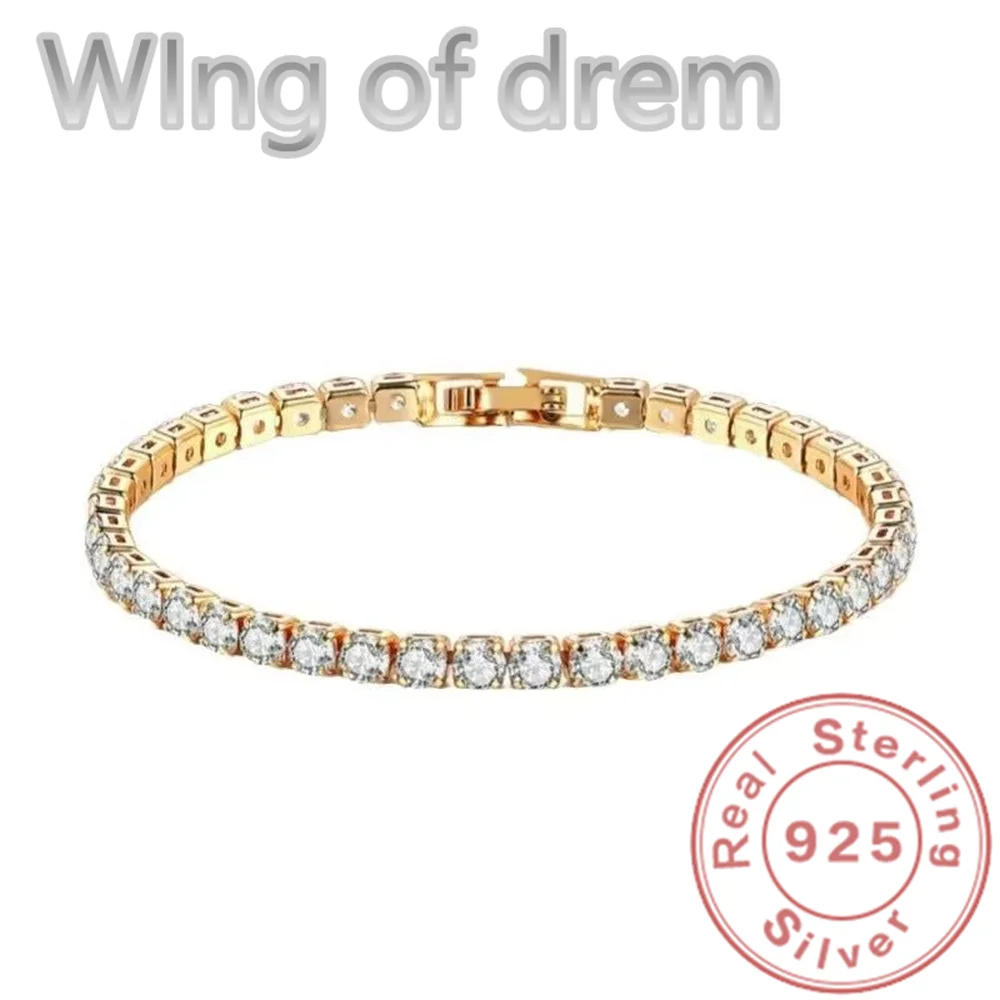 Dazzling 925 Sterling Silver Bracelet Rose Gold Shining Cubic Zirconia Bracelet