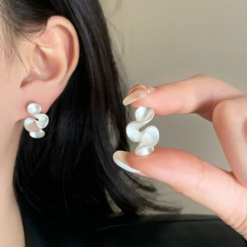 Sterling Silver 18K Gold Twisted Flower Stud Earring