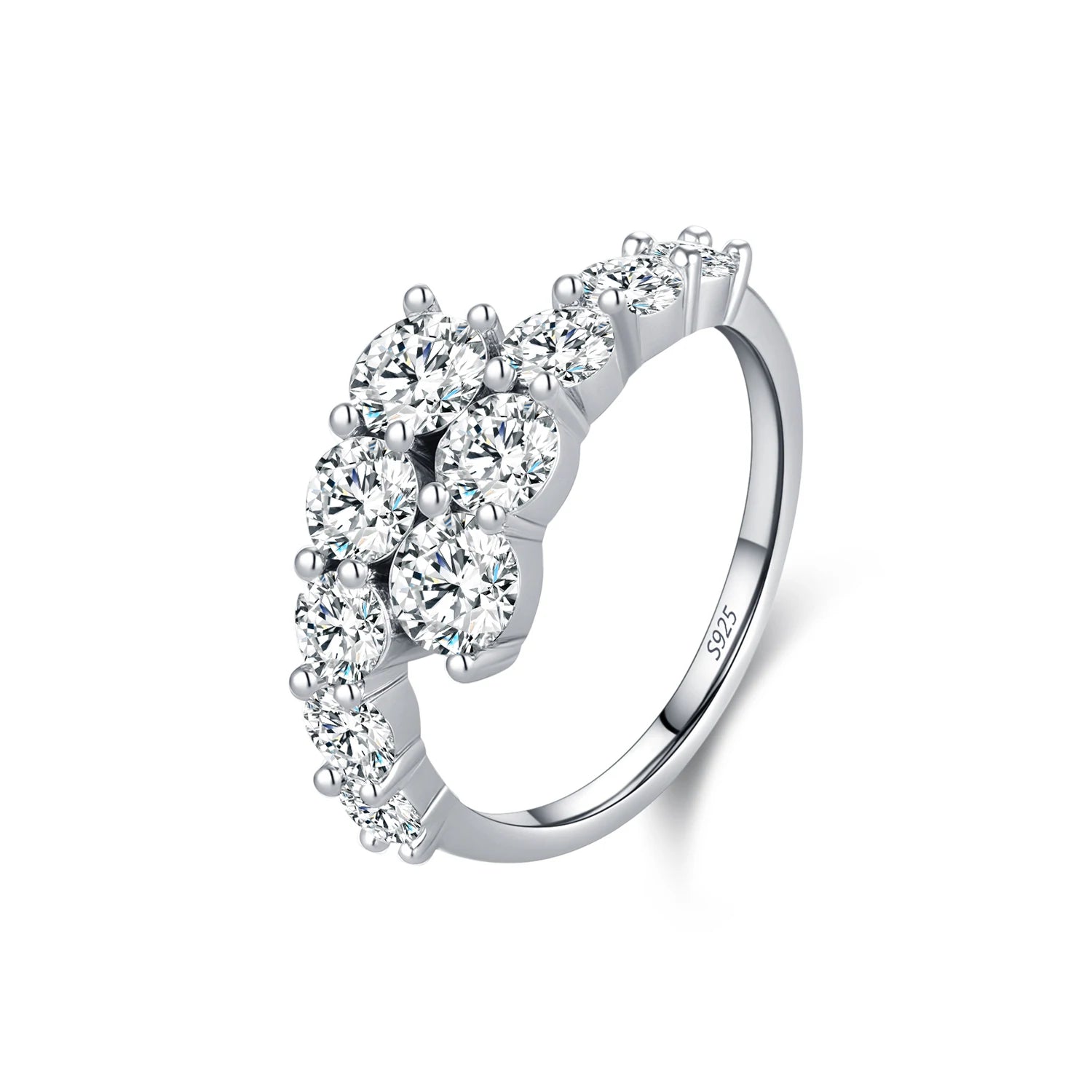 MODIAN 925 Sterling Silver Classic Luxury Round CZ Eternity Band Rings