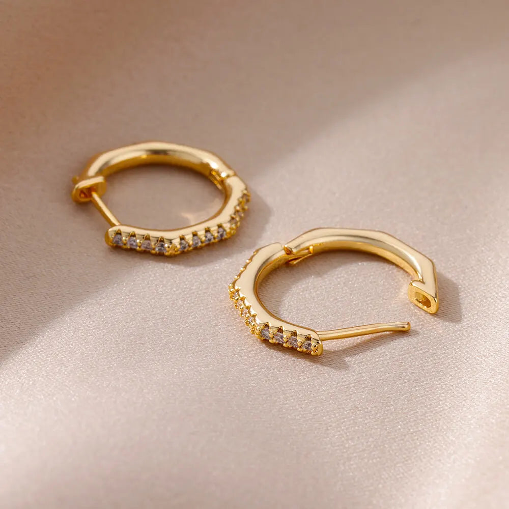 Zirconia Polygon Earrings Hoop