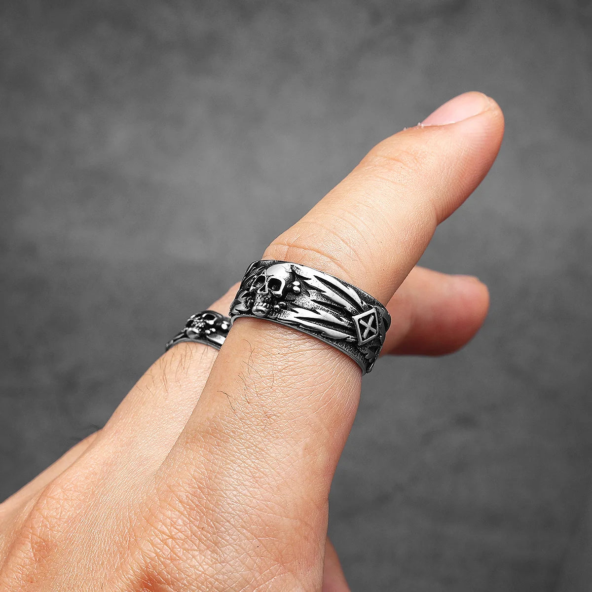 Domineering Skull Devil Men Rings Stainless Steel Women Jewelry Retro Punk