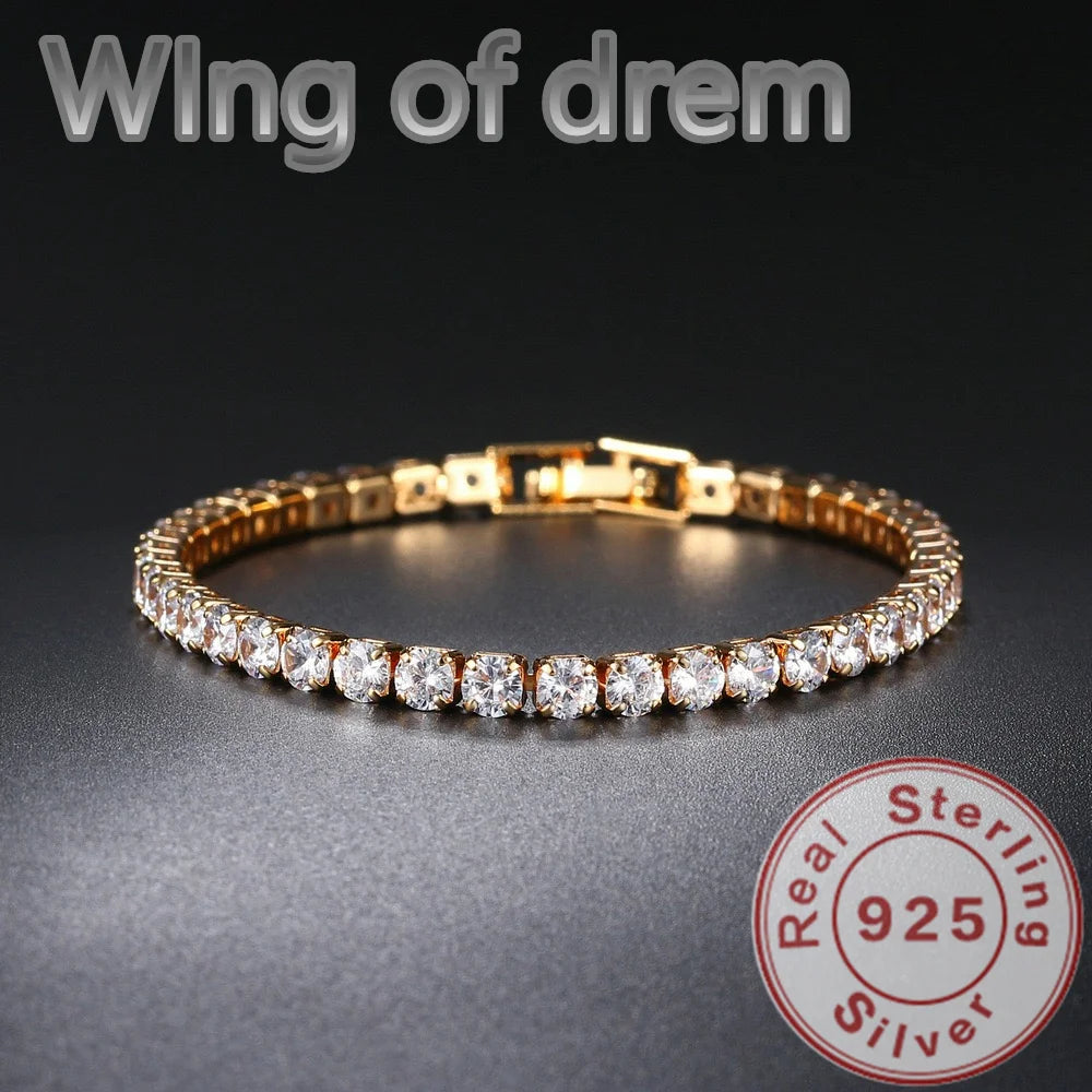 Dazzling 925 Sterling Silver Bracelet Rose Gold Shining Cubic Zirconia Bracelet