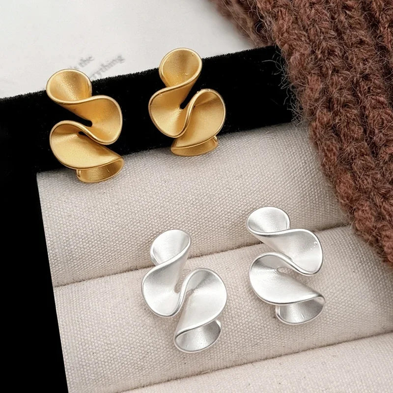 Sterling Silver 18K Gold Twisted Flower Stud Earring