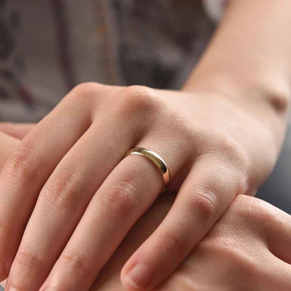 Minimalist Stainless Steel Rings Thin Classic Combo Dome Stacking Steel Wedding Rings Gift Gold Color Jewelry