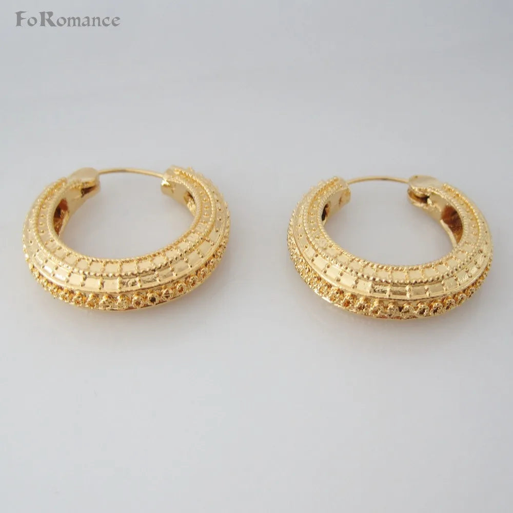 BAND HOOP EARRING YELLOW GOLD COLOR