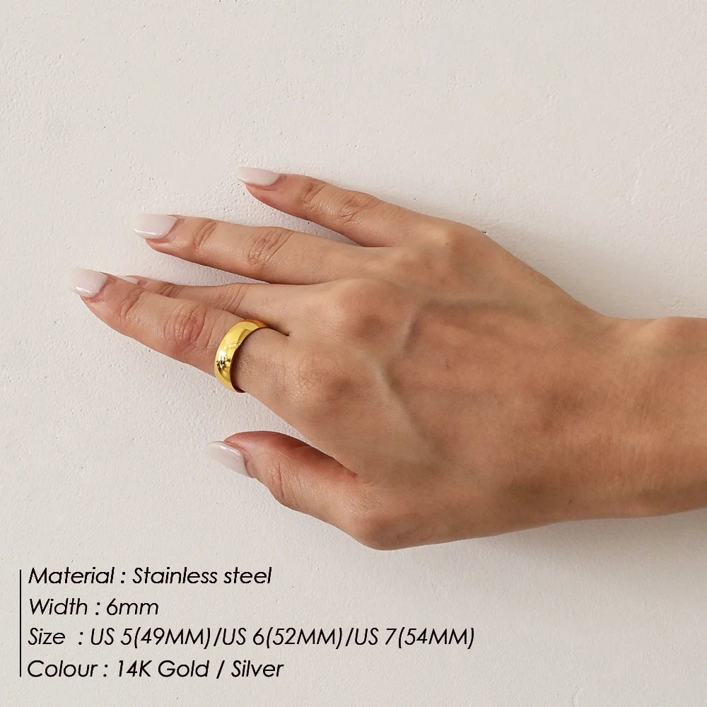 Minimalist Stainless Steel Rings Thin Classic Combo Dome Stacking Steel Wedding Rings Gift Gold Color Jewelry