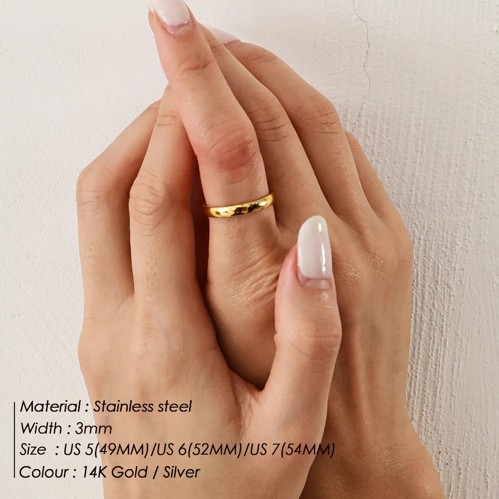 Minimalist Stainless Steel Rings Thin Classic Combo Dome Stacking Steel Wedding Rings Gift Gold Color Jewelry